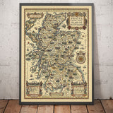 PRATTS Alto Plan de Pruebas de Escocia 1931 - Edimburgo, Glasgow, Tierras Altas - Vieja Vintage Coche de automóviles Mapa - Esso, aceite estándar