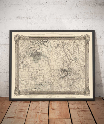 Old Map of West and Central London in 1746 by John Rocque - Hamersmith, Kensington, Hyde Park, Knightsbridge, Shepherd&