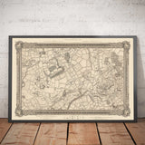 Ancienne carte de l'Ouest et du Nord-Ouest de Londres en 1746 par John Rocque - Hampstead, Kingsbury, Neasden, Willesden, West End, NW2, NW3, NW5, NW6, NW8, NW10, W9, W10