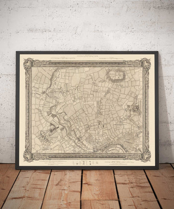 Mappa antica di Londra Ovest nel 1746 di John Rocque - Brentford, Ealing, Acton, Hanwell, Chiswick, W3, W4, W5, W7, W13 