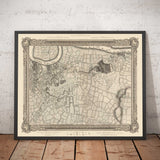 Old Map of South East London in 1746 by John Rocque - Lewisham, Woolwich, Greenwich, Eltham, Deptford, SE8, SE14, SE10, SE7, SE3, SE4, SE13