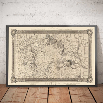 Antiguo mapa del noreste de Londres en 1746 por John Rocque - Wanstead, Walthamstow, Leyton, Aldersbrook, Woodford, E7, E9, E10, E11, E12, E15