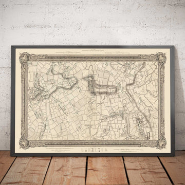 Mappa antica di North London nel 1746 di John Rocque - Highgate, Clapton, Stoke Newington, Tottenham, NW5, NW1, N1, N7, N5, N16, N4, N9, N6, E5, E8, E9 