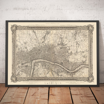 Old Map of Central London in 1746 by John Rocque - Westminster, Waterloo, The City, Islington WC1, WC2, W1, N1, E1, E2, EC1, EC2, EC3, EC4, SW1, SE1, SE16