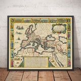 Old Roman Empire World Map, 1626 by John Speed - Rare Wall Art of Western and Byzantine