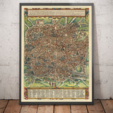 Viejo Mapa de Roma, 1588 por Georg Braun - Foro, Panteón, Circo Maximus, Coliseo, Vaticano