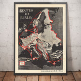 Le rotte per Berlino, 1943 - Mappa dell'antica Seconda Guerra Mondiale (con un triste piccolo Hitler) 
