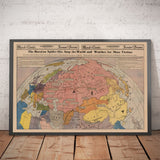 Mappa dell'Europa e dell'Asia del Poster di Propaganda Anti-URSS della Seconda Guerra Mondiale - Il Ragno Sovietico Siede Sopra il Mondo 