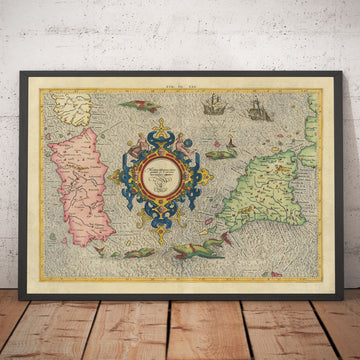 Alte Karte von Sardinien und Sizilien von 1584 von Gerard Mercator - Italien, Cagliari, Catania, Palermo, Sassari 