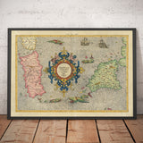Antica mappa della Sardegna e della Sicilia del 1584 di Gerard Mercator - Italia, Cagliari, Catania, Palermo, Sassari 