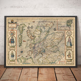 Ancienne carte d'Écosse en 1611 par John Vitesse - Orkney, Shetland, Highlands, Skye, Loch Ness
