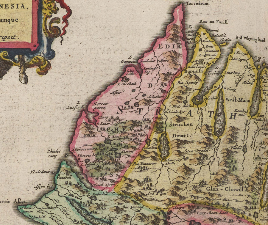 Mappa antica delle Highlands scozzesi, 1665 di Blaeu - Caithness, Sutherland, Ross, Nairn, Inverness, Moray 