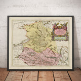Mappa antica di Selkirkshire nel 1665 di Joan Blaeu - Selkirk, Lindean, Darnick, Fiume Tweed, Peebles 
