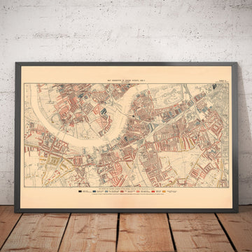 Mappa della povertà di Londra 1898-9, Distretto Sud Occidentale, di Charles Booth - Battersea, Clapham, Putney, Wandsworth - SW6, SW15, SW18, SW10, SW11, SW8, SW4 