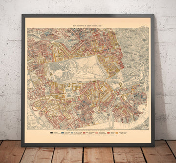 Mappa della povertà di Londra 1898-9, Distretto Interno Occidentale, di Charles Booth - Westminster, Hyde Park, Kensington, Mayfair - W1, W2, W11, W8, SW7, SW3, SW1 