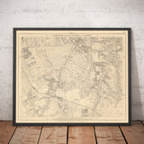 Old Map of South London in 1862 by Edward Stanford - Clapham, Balham, Brixton, Tooting - SW2, SW4, SW12, SW17, SW11