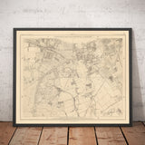 Old Map of South London by Edward Stanford, 1862 - Wandsworth, Wimbledon, Putney, Earlsfield, River Wandle - SW15, SW18, SW19