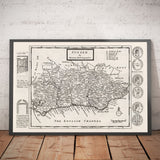 Old Map of Sussex 1724, by Herman Moll - Worthing, Crawley, Brighton, Bognor, Eastbourne