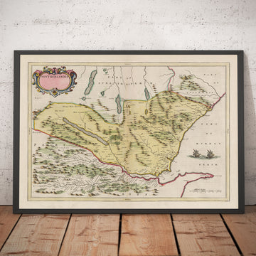 Mappa antica di Sutherland nel 1665 di Joan Blaeu - Dornoch, Tain, Brora, Skelbo, Helmsdale 