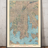 Mapa antiguo de Sydney 1902 de John Andrew - Coves Bays, Harbors, Port Jackson, Estación Central, Jardín Botánico