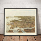 Vista antigua de Sydney a ojo de pájaro en 1875 por William Collins - Nueva Gales del Sur, St George, Sutherland Shire, Sur, Inner West