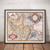 Mappa antica della Tartaria (Russia, Siberia, Cina) nel 1584 di Ortelius - Carta rara dell'Asia centrale, America, Giappone 