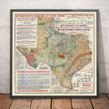MAPA GEOLÓGICO VIEJO RARO DE TEXAS, 1921 - Tabla de inversión del auge de petróleo del condado de Eastland
