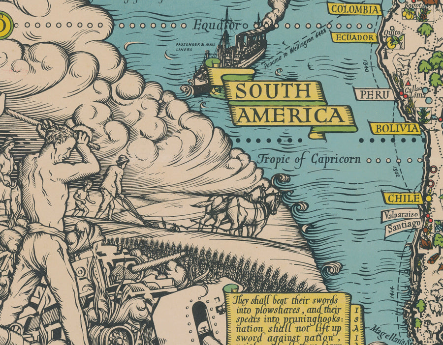 La Charte atlantique de Max Gill, 1942 - Graphique murale des Nations Unies pour la Seconde Guerre mondiale