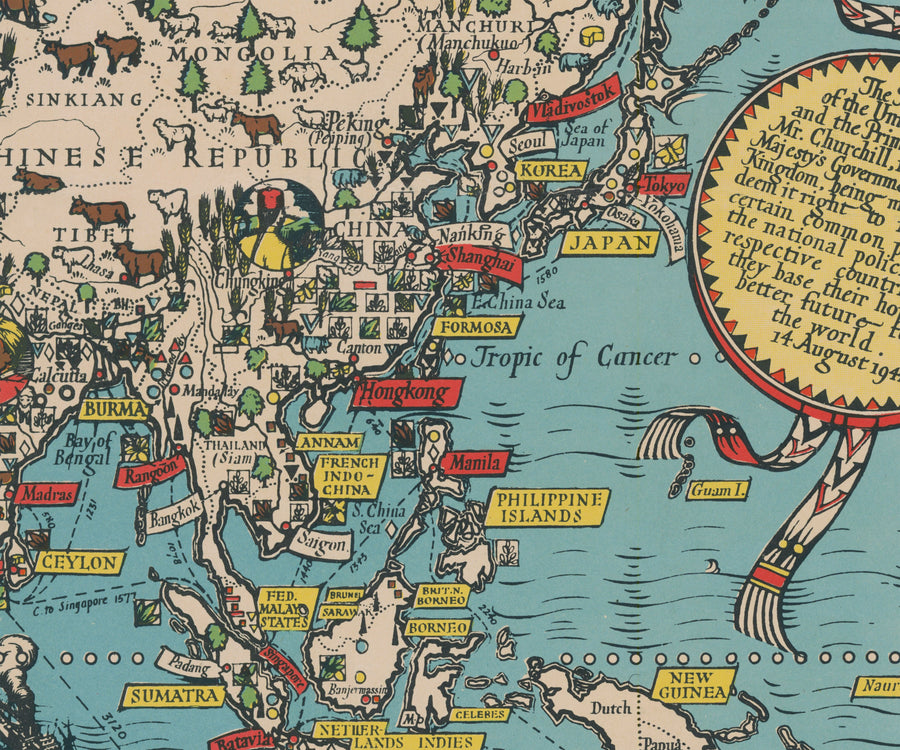 La Charte atlantique de Max Gill, 1942 - Graphique murale des Nations Unies pour la Seconde Guerre mondiale