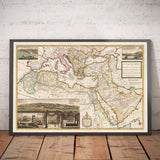 Viejo Mapa del Imperio Otomano, 1714 por Herman Moll - Imperio turco - Europa del Sur, África del Norte, Balcanes, Medio Oriente