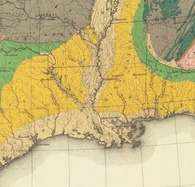 Rare ancienne carte de géologie des États-Unis et Canada, 1886 par Charles Henry Hitchcock