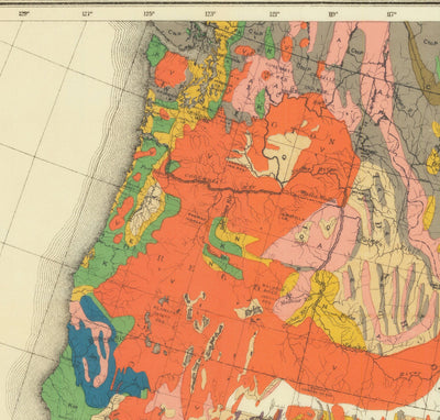 Rare ancienne carte de géologie des États-Unis et Canada, 1886 par Charles Henry Hitchcock