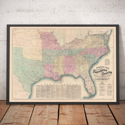 Lloyd's Map of the Southern States, 1862 - Rare Old Confederacy Civil War Map - USA
