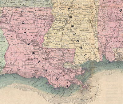 Lloyd's Karte der Südstaaten, 1862 - Seltene alte Konföderierten-Bürgerkriegskarte - USA