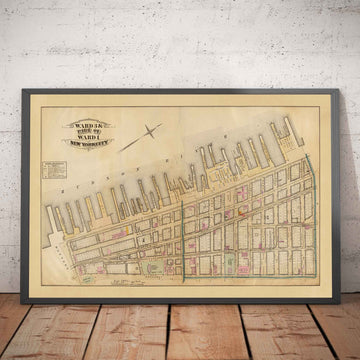Old Map of Battery Park City & Tribeca, 1879 - Downtown Manhattan Wards NYC, Hudson River, Broadway, Greenwich St, West St