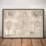 Ancienne carte de Warwickshire en 1611 par John Speed ​​- Birmingham, Coventry, Solihull, Warwick