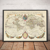 Old World Map from 1671 by Richard Blome - First English World Atlas Wall Chart